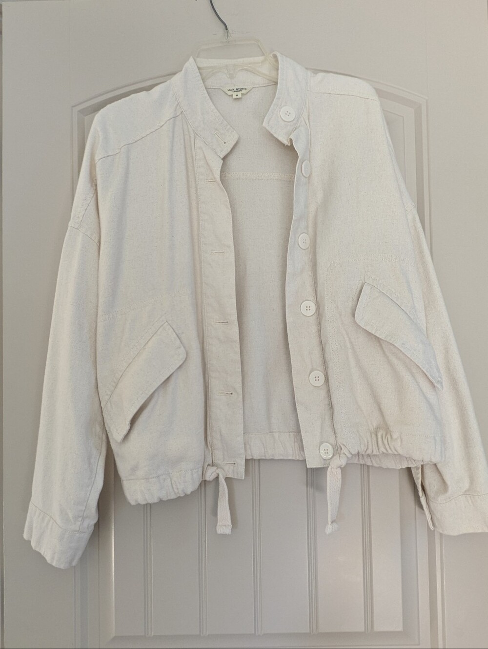 Max Studio Women’s Cream Button-Front Jacket with Drawstring Hem